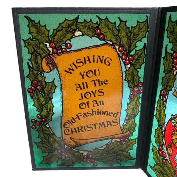 Seriglass Vintage Stain Glass Smoking Santa - Picture 3 of 5